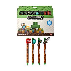 Smazatelná propiska s ozdobou Inkredible Minecraft Chibi Style - silikonový topper 8ks