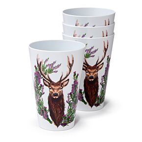 Sada 4  kelímků 450ml-piknik-RPET- Divoký jelen
