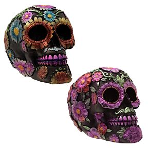 Dekorace Lebka Day of the Dead, s květinovým motivem