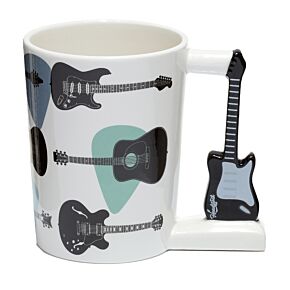 Keramický hrnek s tvarovaným  uchem-Kytara Headstock