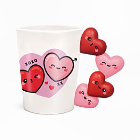 Keramický hrnek s tvarovaným  uchem-J'Adoramals Srdce-XOXO 