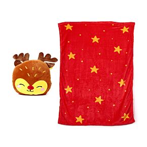 Plyšový polštář a deka-Blankeazzz-2 v 1-Vánoční kamarádi- Rudolf 