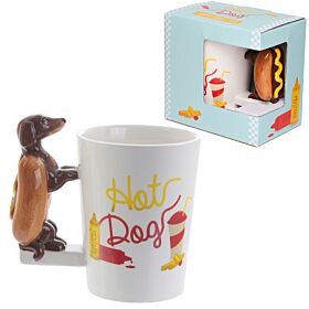 Keramický hrnek s tvarovaným  uchem-Hot dog
