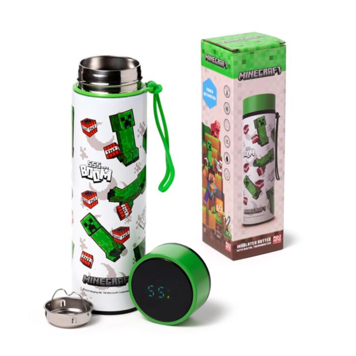 Nerezová termoláhev s digitálním teploměrem 450ml - Minecraft SSS