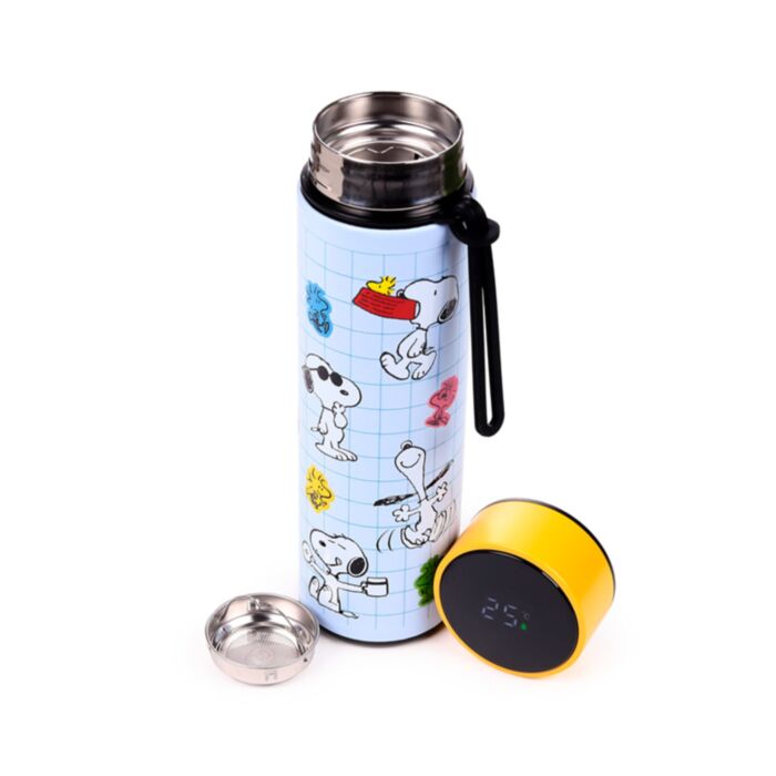 Nerezová termoláhev s digitálním teploměrem 450ml - Peanuts Snoopy & Woodstock
