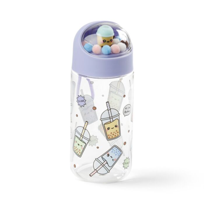 Nerozbitná plastová dětská láhev s víčkem 350ml-ozdoby-Foodiemals-Bubble Tea