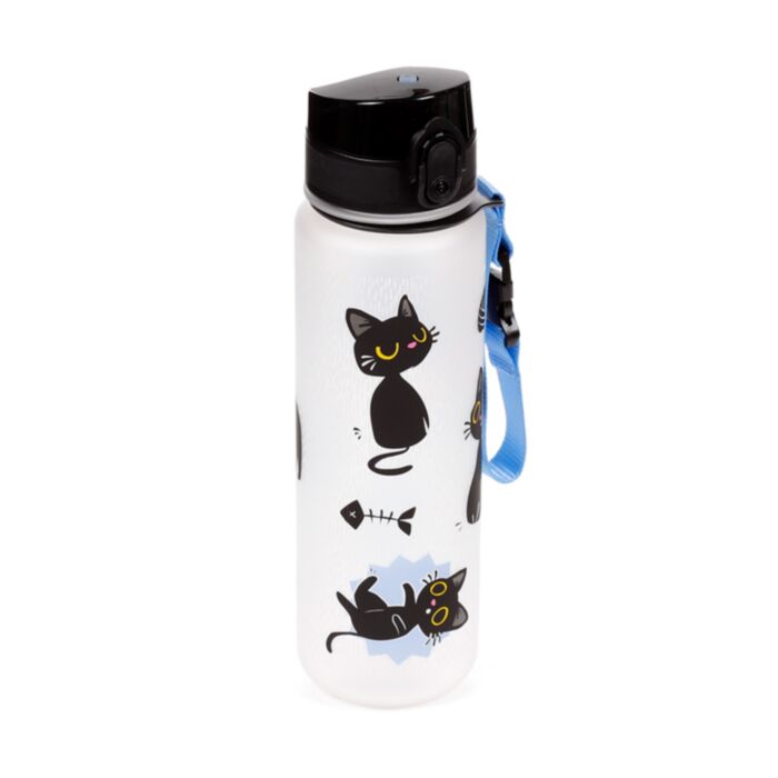 Nerozbitná plastová láhev s víčkem 600ml - Lucky the Black Cat - Kočka