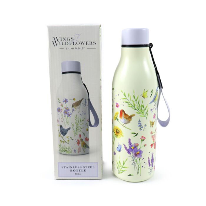 Nerezová termoláhev 500ml - Jan Pashley Wings & Wildflowers - Ptáček a květina