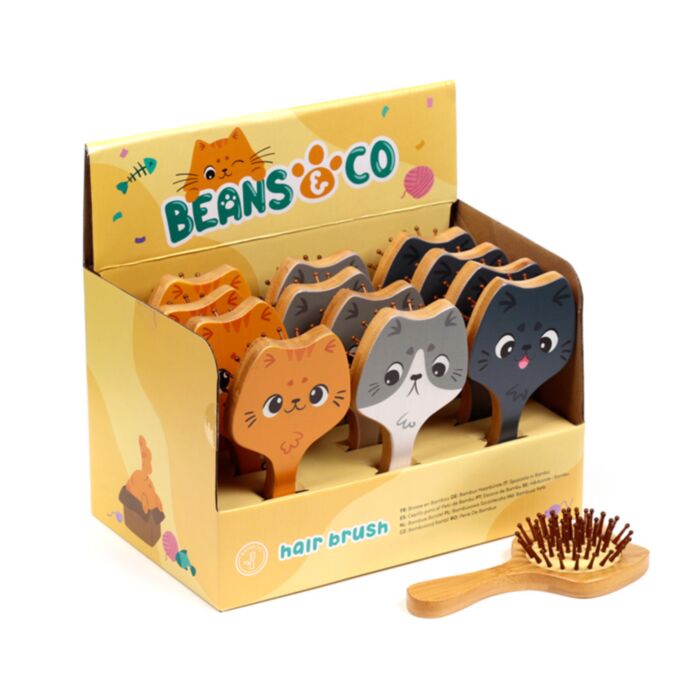 Bambusový kartáč na vlasy Kočka Beans & Co