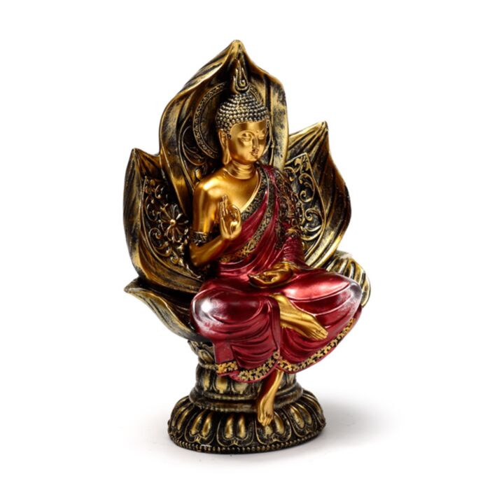Dekorace - soška - Thai Buddha - červeno zlatý - Lotos