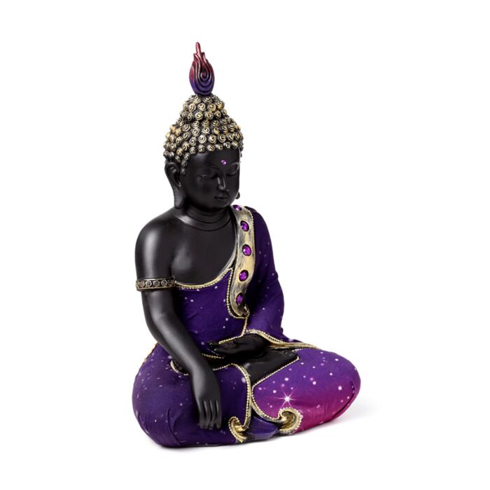 Dekorace - soška - Thai Buddha - černo fialový - Meditace