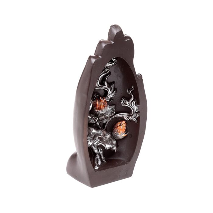 Dekorace - soška - Lotos - ručně vyřezávaný - černá a stříbrná