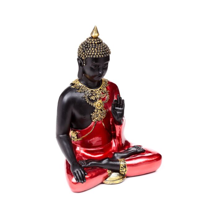 Dekorace - soška - Thai Buddha - meditace - červeno černo zlatá