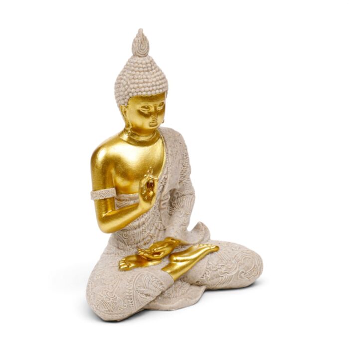 Dekorace - soška - Thai Buddha - meditace - efekt pískovce a zlata