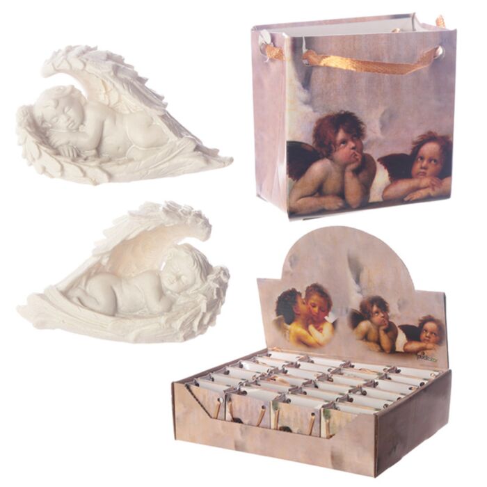 Figurka - Spící cherub v dárkové tašce
