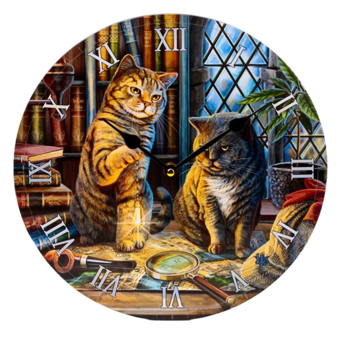Nástěnné hodiny - Kočka Holmes - design Lisa Parker