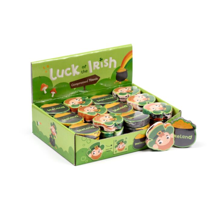 Stlačený cestovní ručník - Luck of the Irish - Skřítek Leprechaun