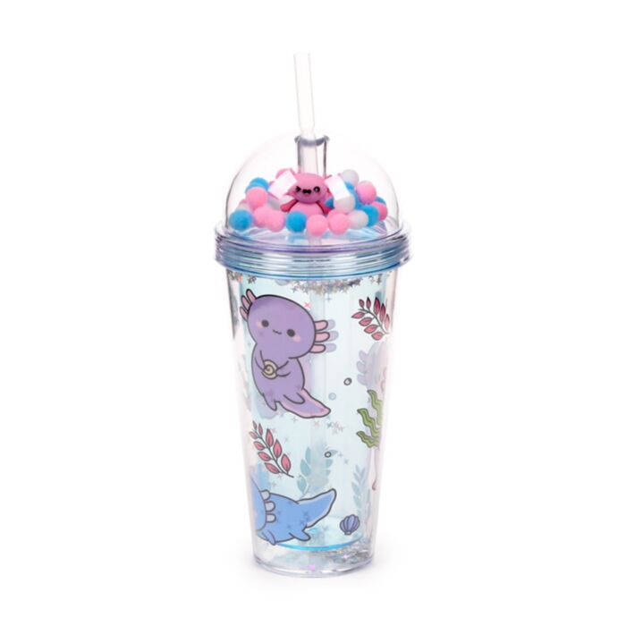 Kelímek - brčko - víčko - ozdoby - Adoramals - Axolotl Maddie