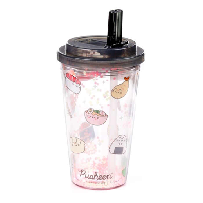 Kelímek - brčko - víčko - Kočka Pusheen - Bento club