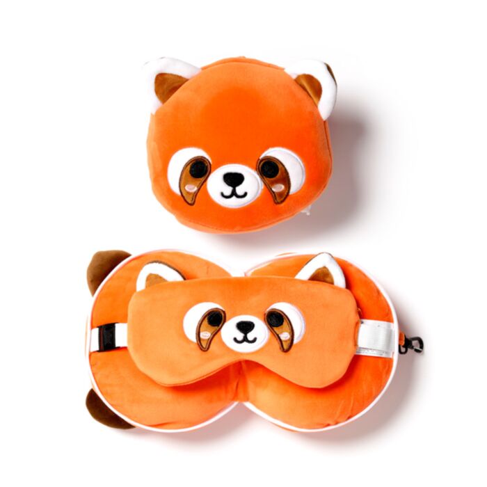 Cestovní polštář a maska na oči Relaxeazzz- Červená panda