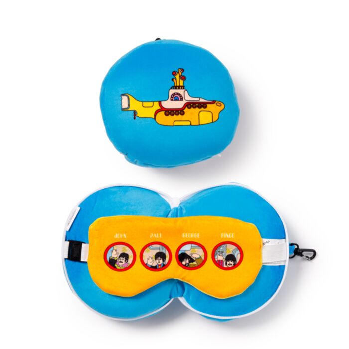 Cestovní polštář a maska na oči Relaxeazzz - Žlutá ponorka "Yellow Submarine"