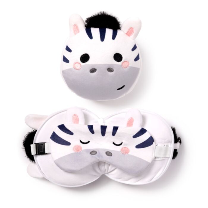 Cestovní polštář a maska na oči Relaxeazzz-Adoramals - Zebra Bali