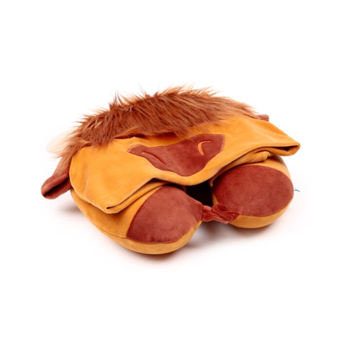 Plyšový cestovní polštář s kapucí Hoodeazzz-Highland Coo-Kráva