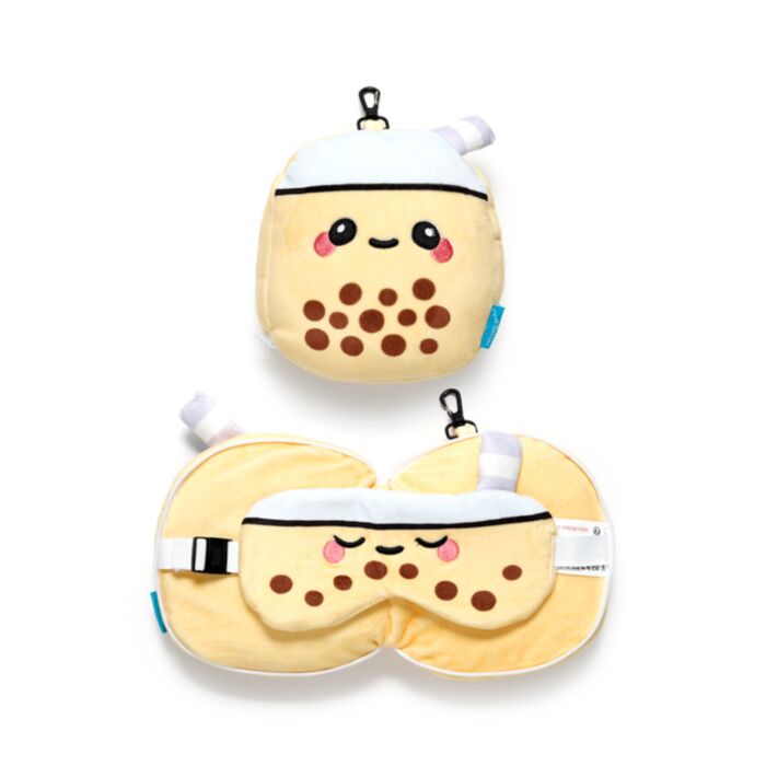 Cestovní polštář a maska na oči Relaxeazzz - Foodiemals - Bubble Tea