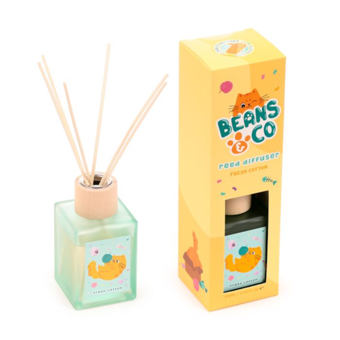 Tyčinkový difuzér 100ml - Kočka Beans & Co - bavlna