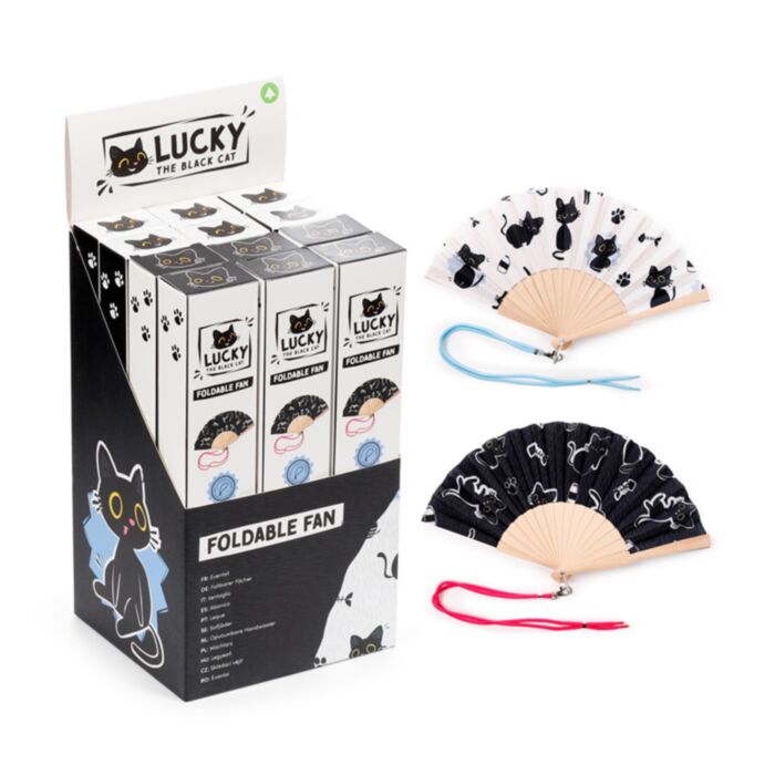 Skládací vějíř - Lucky the Black Cat - Kočka