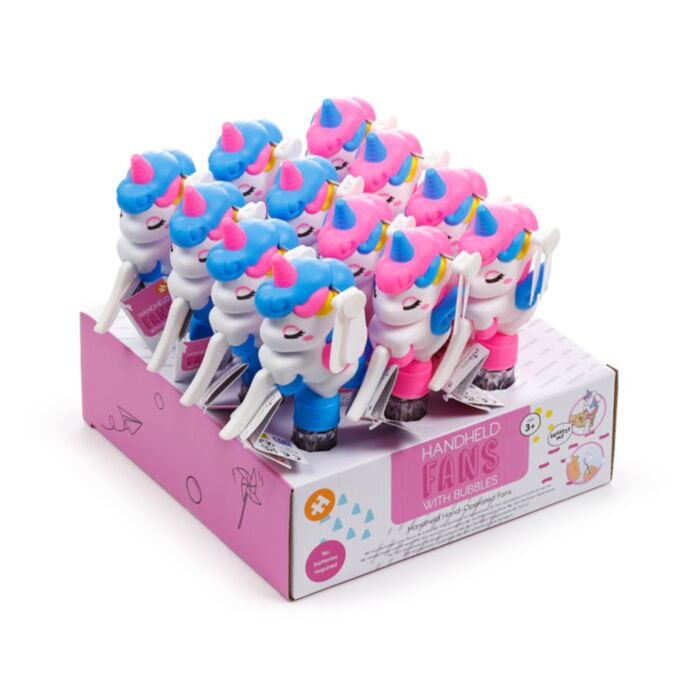 Ruční větráček s bublinami - přenosný - Unicorn Magic - Jednorožec
