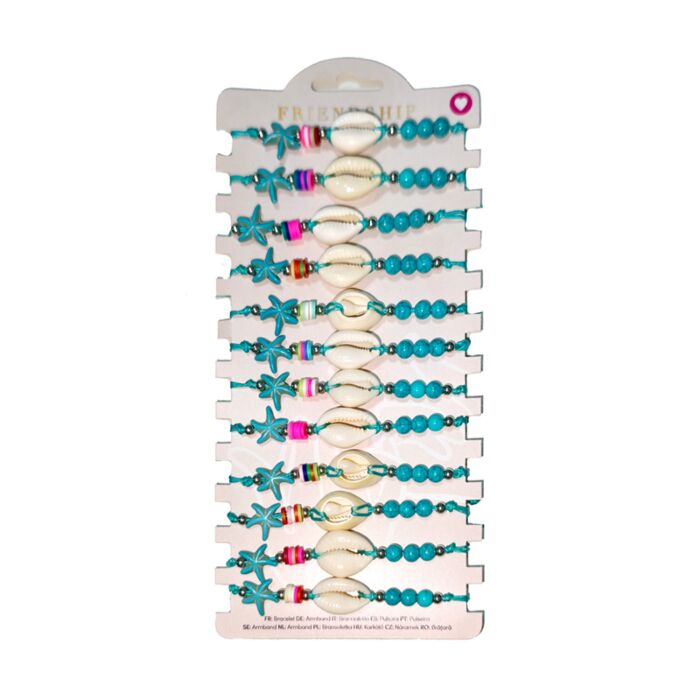 Náramek - modré korálky - mušle