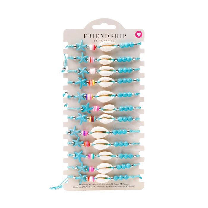 Náramek - modré korálky - mušle