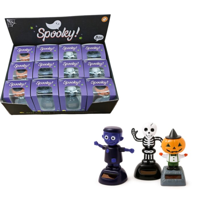 Figurka - solární - Spooky Frankenstein, kostlivec a dýně