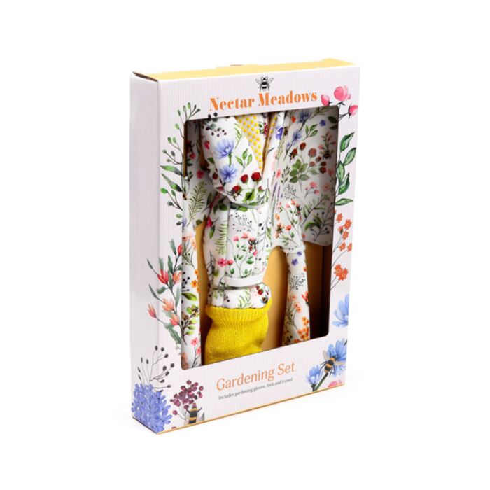 Sada zahradního nářadí -3 ks-Lopatka,vidlice,rukavice-Nectar Meadows-Včela