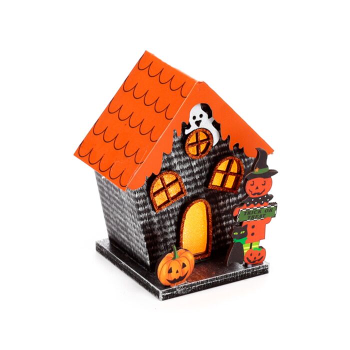 Dekorace - Halloween - Spooky - Strašidelný domeček s dýní a strašidýlkem - LED 