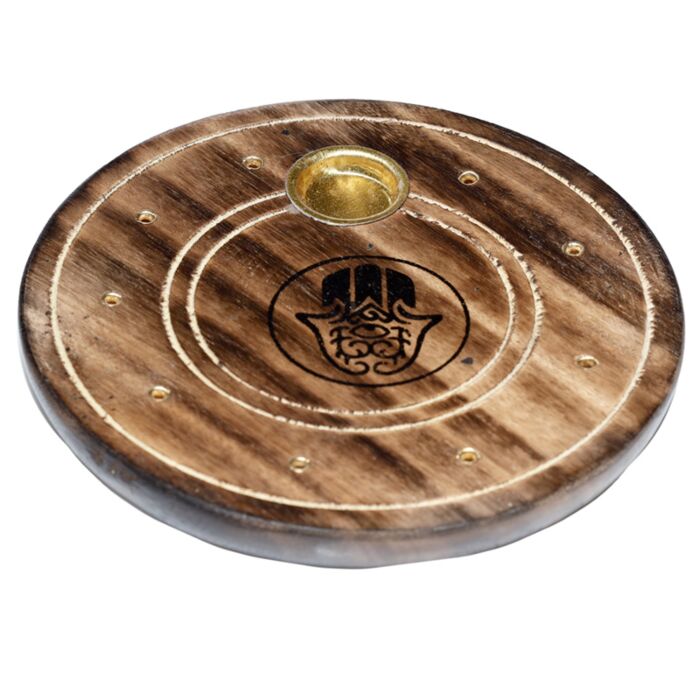 Stojánek - vonné tyčinky a kužely - mangové dřevo - Hamsa kulatý