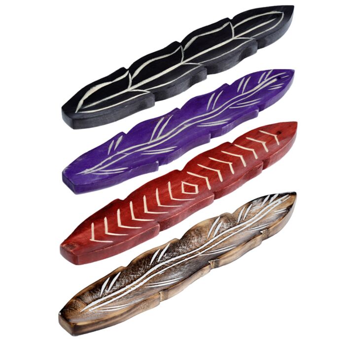 Stojánek - vonné tyčinky - mangové dřevo - Pírko