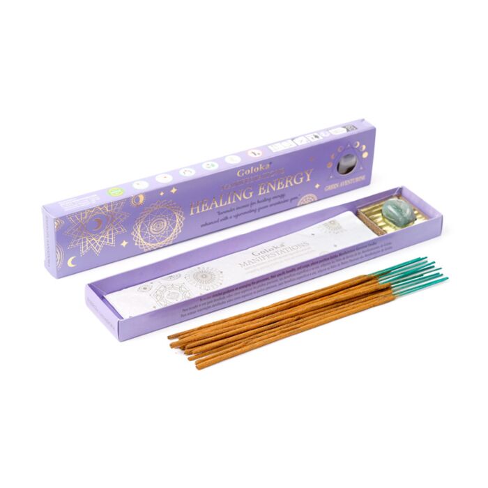 Sada vonná tyčinka a drahý kámen - Goloka Manifestations Healing - Levandule a avanturín