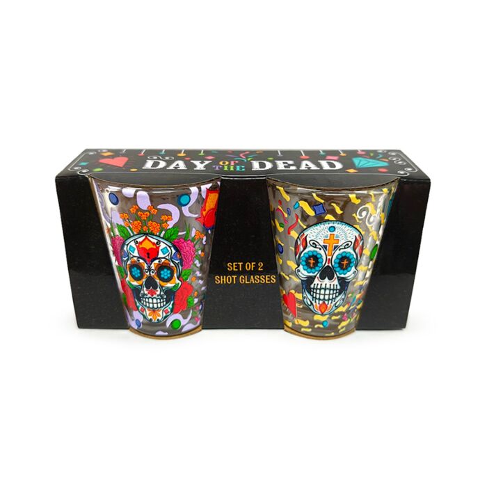 Panák - 50 ml - sada 2 ks - Day of the Dead - Lebka Mexiko