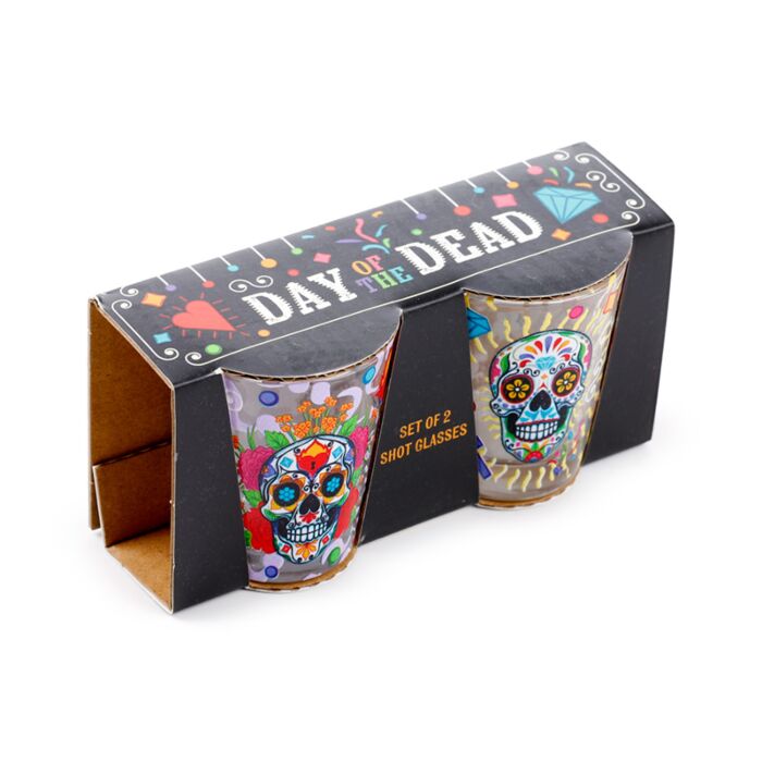 Panák - 50 ml - sada 2 ks - Day of the Dead - Lebka Mexiko