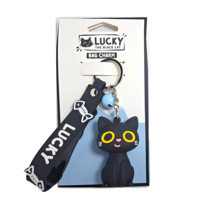3D přívěsek na tašku a klíče - Lucky the Black Cat - Kočka