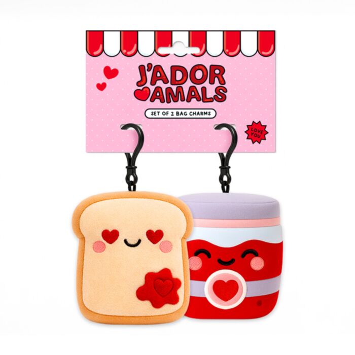 Klíčenka - plyšová - sada 2 ks - Squidglys - J'Adoramals - Srdce - Toast a marmeláda 