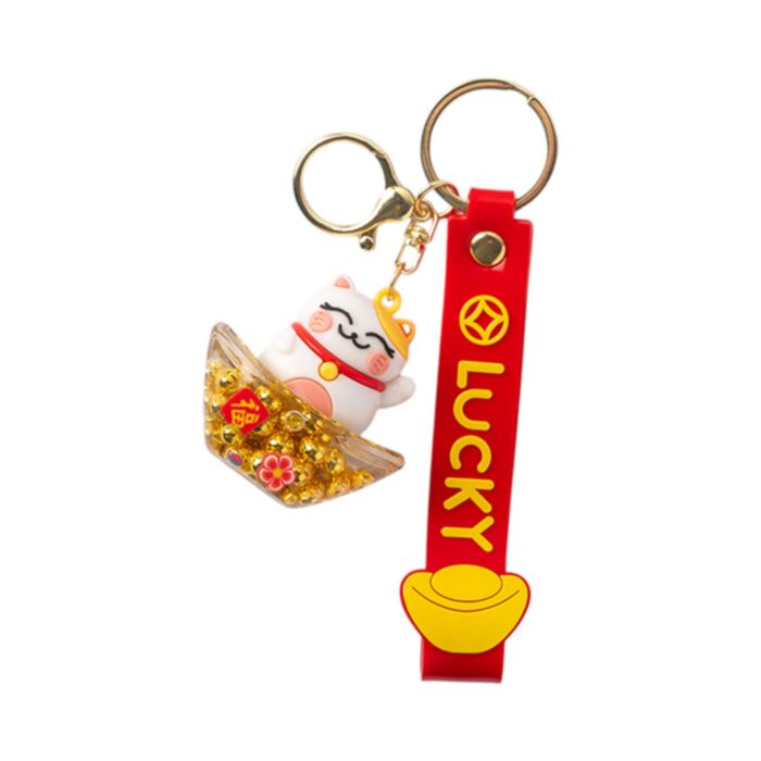 Přívěsek na klíče a tašku s pohyblivou tekutinou - QuirKeys - Maneki Neko 2
