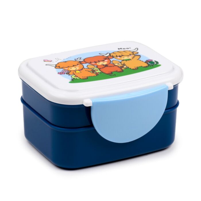 Svačinový box s příborem  Bento box - Adoramals - Skotská kráva 