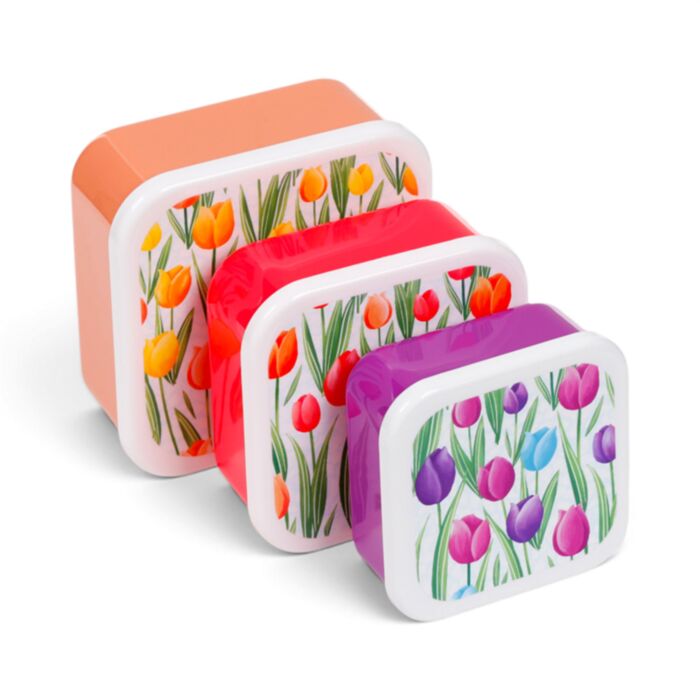 Svačinový box 3 ks - M/L/XL - Tulips -Tulipány
