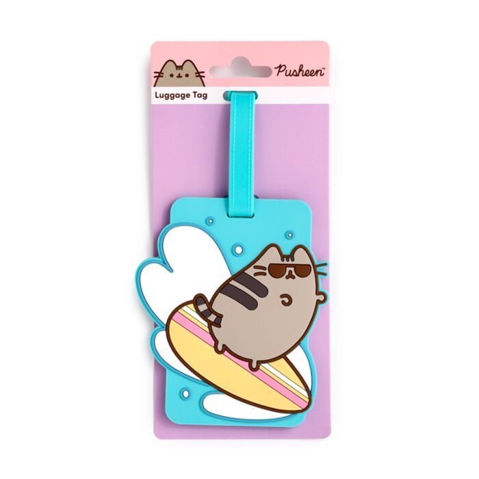 Visačka na zavazadlo - Kočka Pusheen - Surf