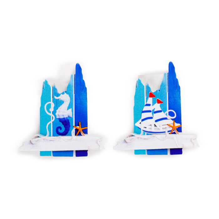 Magnet  - Pobřeží - Mořský koník a plachetnice - ve tvaru prken