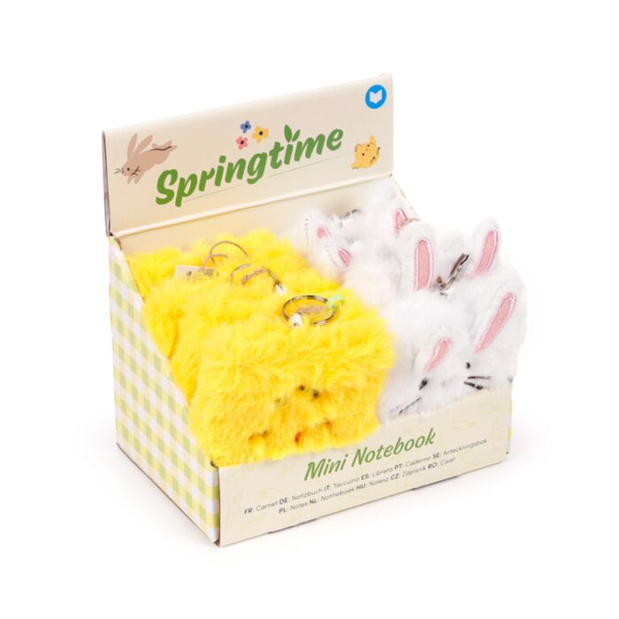 Plyšový zápisník mini A7 - Springtime -Jaro - Králík - Kuřátko