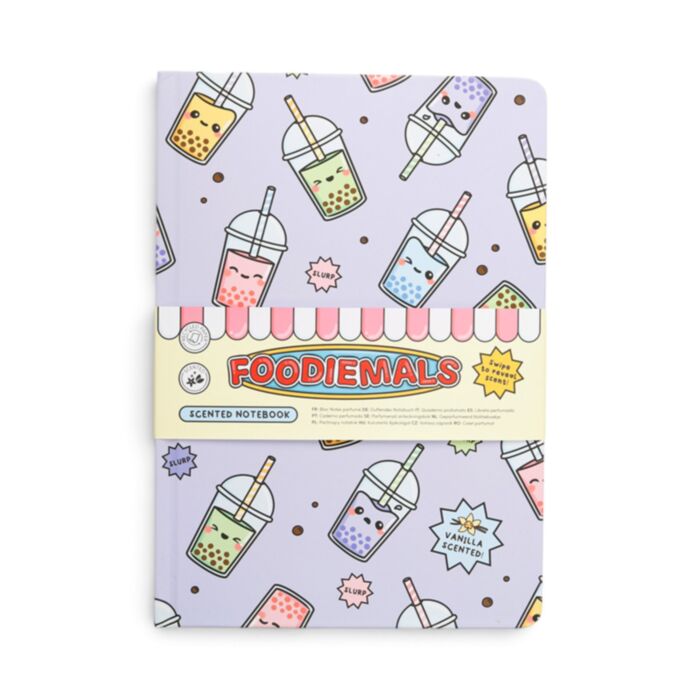 A5 zápisník z recyklovaného papíru - s vůní - Foodiemals - Bubble Tea